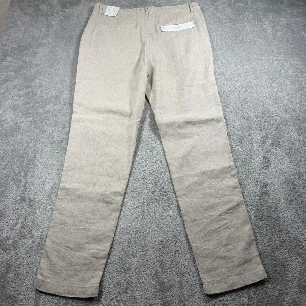 Porter & Ash Linen Blend Pants Mens 32 Beige Slim Fit Drawstring Summer NWT